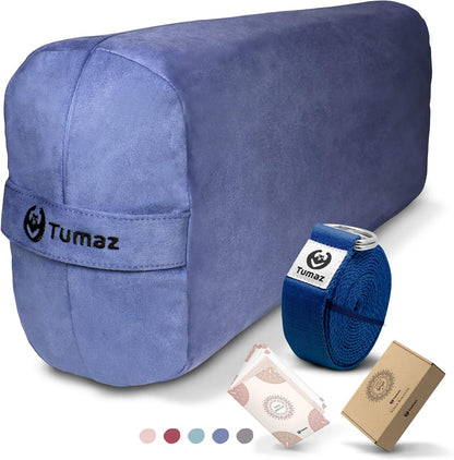 Yoga Bolster Set, Rectangular Yoga Bolster with Washable Cover | Soft bolster for restorative yoga, meditation and stretching. Includes 8-ft strap, carry handle and washable cover