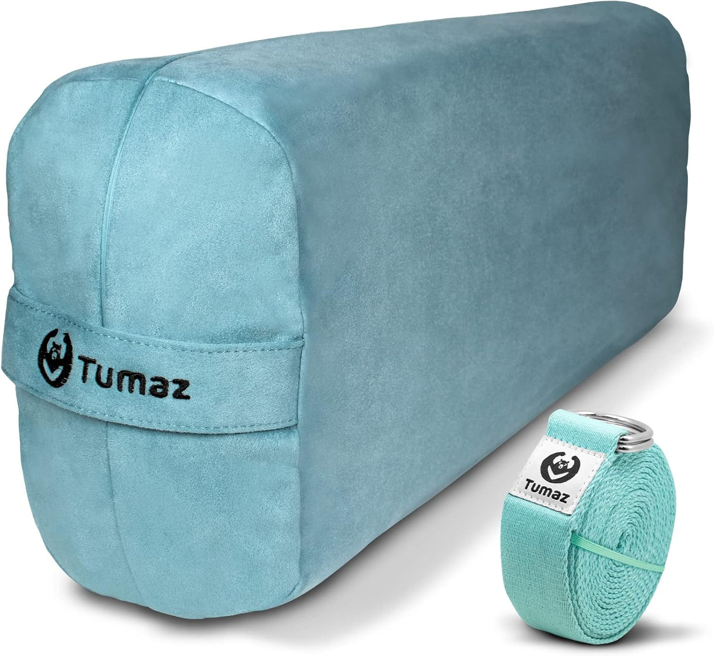 Yoga Bolster Set, Rectangular Yoga Bolster with Washable Cover | Soft bolster for restorative yoga, meditation and stretching. Includes 8-ft strap, carry handle and washable cover