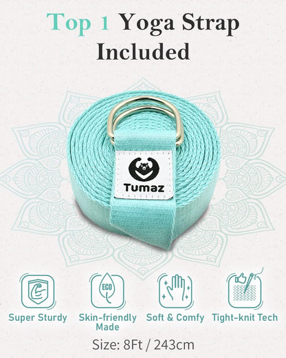 Yoga Bolster Set, Rectangular Yoga Bolster with Washable Cover | Soft bolster for restorative yoga, meditation and stretching. Includes 8-ft strap, carry handle and washable cover