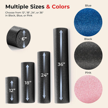 36" Pink High-Density Yoga Foam Roller | Muscle Relief, Physical Therapy, Post-Workout Recovery, Improved Flexibility, Home, Gym, Rehab Use, Full-Body Use