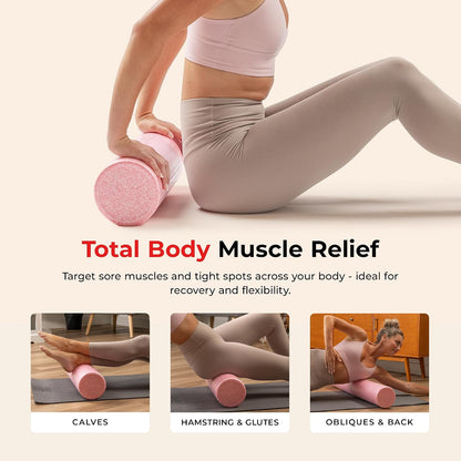 36" Pink High-Density Yoga Foam Roller | Muscle Relief, Physical Therapy, Post-Workout Recovery, Improved Flexibility, Home, Gym, Rehab Use, Full-Body Use