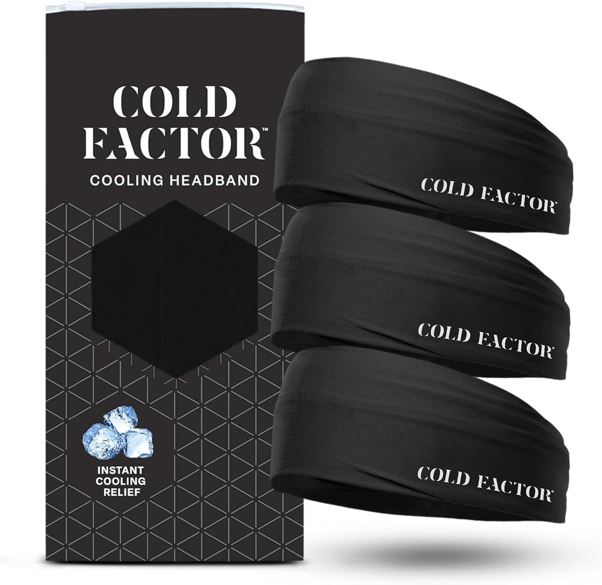 COLD FACTOR Cooling Headband for Women and Men – UPF 50+ Advanced Evaporative Comfort, Instant Cooling Sweatband for Outdoor Sports, Fitness, Yoga, Hiking, Running, and Workout