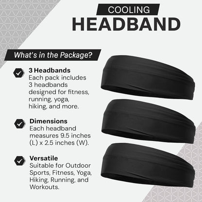 COLD FACTOR Cooling Headband for Women and Men – UPF 50+ Advanced Evaporative Comfort, Instant Cooling Sweatband for Outdoor Sports, Fitness, Yoga, Hiking, Running, and Workout