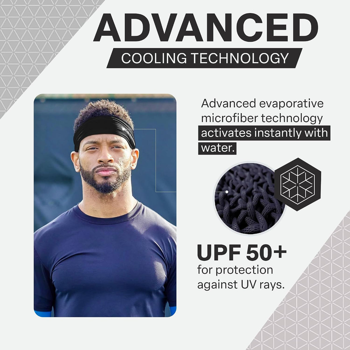 COLD FACTOR Cooling Headband for Women and Men – UPF 50+ Advanced Evaporative Comfort, Instant Cooling Sweatband for Outdoor Sports, Fitness, Yoga, Hiking, Running, and Workout