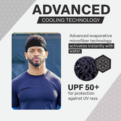 COLD FACTOR Cooling Headband for Women and Men – UPF 50+ Advanced Evaporative Comfort, Instant Cooling Sweatband for Outdoor Sports, Fitness, Yoga, Hiking, Running, and Workout