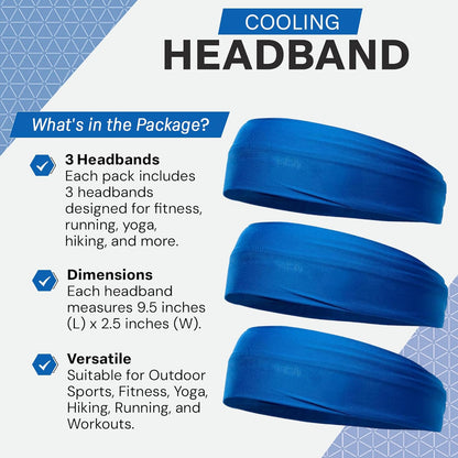 COLD FACTOR Cooling Headband for Women and Men – UPF 50+ Advanced Evaporative Comfort, Instant Cooling Sweatband for Outdoor Sports, Fitness, Yoga, Hiking, Running, and Workout