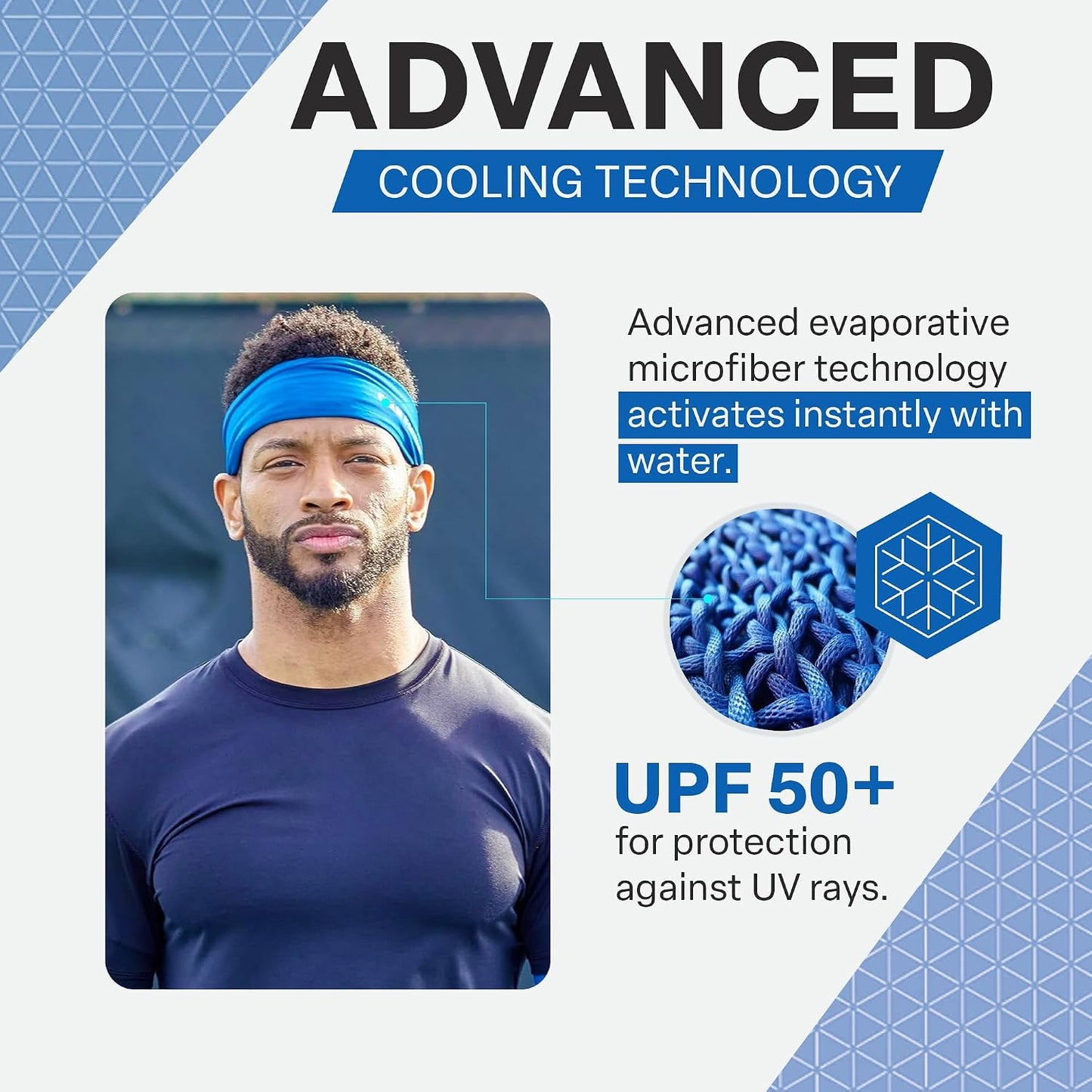 COLD FACTOR Cooling Headband for Women and Men – UPF 50+ Advanced Evaporative Comfort, Instant Cooling Sweatband for Outdoor Sports, Fitness, Yoga, Hiking, Running, and Workout