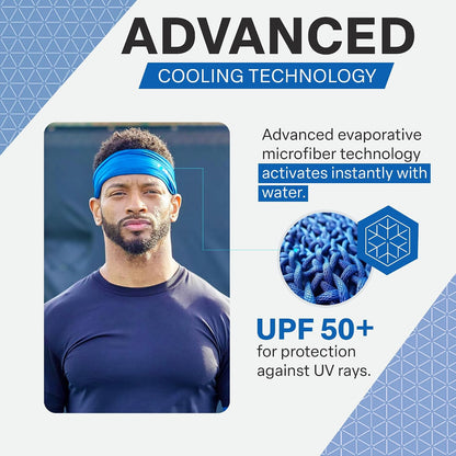 COLD FACTOR Cooling Headband for Women and Men – UPF 50+ Advanced Evaporative Comfort, Instant Cooling Sweatband for Outdoor Sports, Fitness, Yoga, Hiking, Running, and Workout