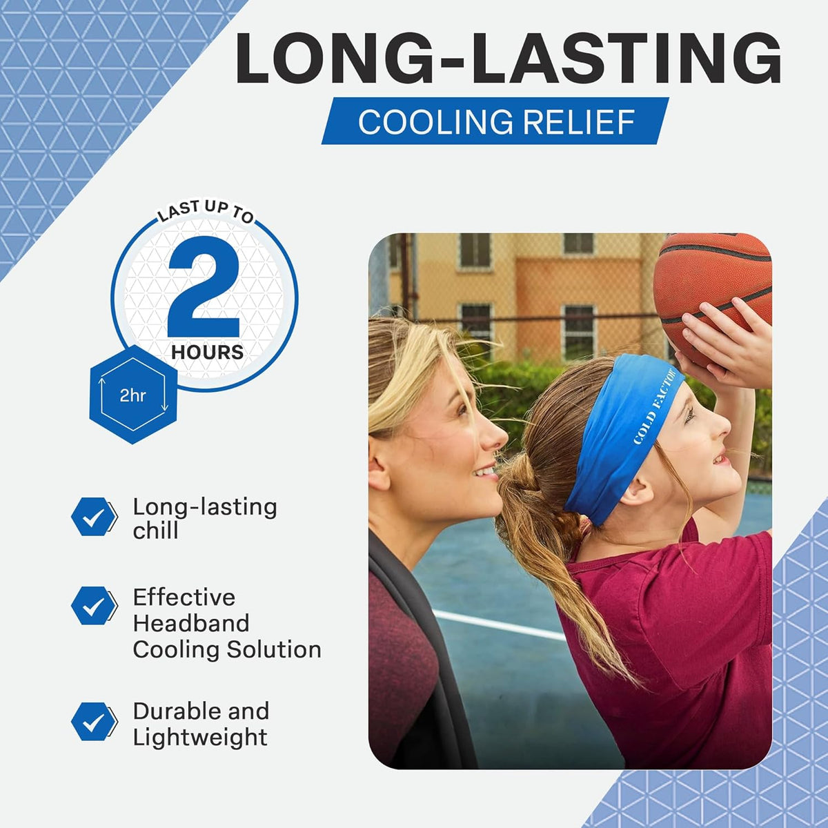 COLD FACTOR Cooling Headband for Women and Men – UPF 50+ Advanced Evaporative Comfort, Instant Cooling Sweatband for Outdoor Sports, Fitness, Yoga, Hiking, Running, and Workout