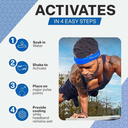 COLD FACTOR Cooling Headband for Women and Men – UPF 50+ Advanced Evaporative Comfort, Instant Cooling Sweatband for Outdoor Sports, Fitness, Yoga, Hiking, Running, and Workout