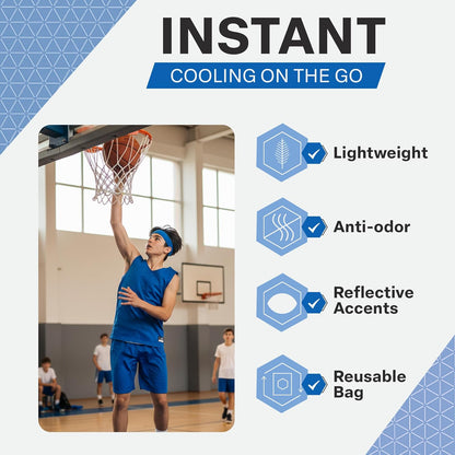 COLD FACTOR Cooling Headband for Women and Men – UPF 50+ Advanced Evaporative Comfort, Instant Cooling Sweatband for Outdoor Sports, Fitness, Yoga, Hiking, Running, and Workout