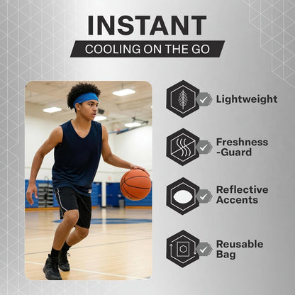 COLD FACTOR Cooling Headband for Women and Men – UPF 50+ Advanced Evaporative Comfort, Instant Cooling Sweatband for Outdoor Sports, Fitness, Yoga, Hiking, Running, and Workout