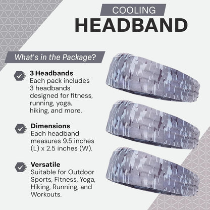 COLD FACTOR Cooling Headband for Women and Men – UPF 50+ Advanced Evaporative Comfort, Instant Cooling Sweatband for Outdoor Sports, Fitness, Yoga, Hiking, Running, and Workout