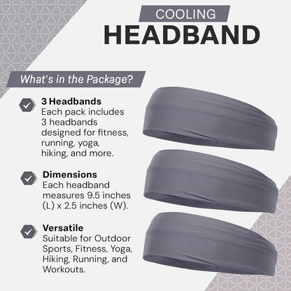 COLD FACTOR Cooling Headband for Women and Men – UPF 50+ Advanced Evaporative Comfort, Instant Cooling Sweatband for Outdoor Sports, Fitness, Yoga, Hiking, Running, and Workout