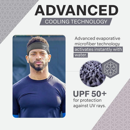 COLD FACTOR Cooling Headband for Women and Men – UPF 50+ Advanced Evaporative Comfort, Instant Cooling Sweatband for Outdoor Sports, Fitness, Yoga, Hiking, Running, and Workout