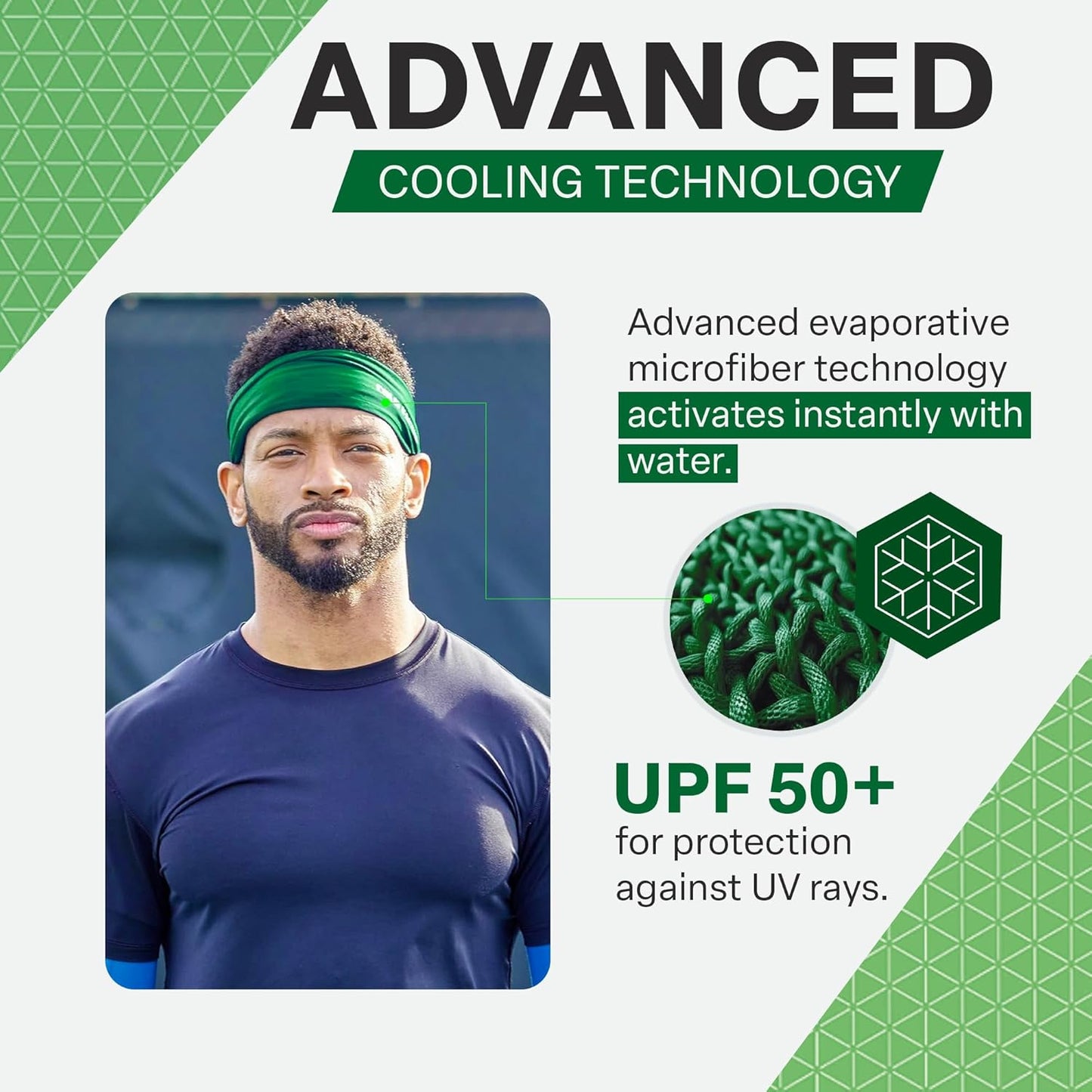 COLD FACTOR Cooling Headband for Women and Men – UPF 50+ Advanced Evaporative Comfort, Instant Cooling Sweatband for Outdoor Sports, Fitness, Yoga, Hiking, Running, and Workout