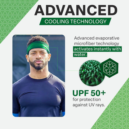 COLD FACTOR Cooling Headband for Women and Men – UPF 50+ Advanced Evaporative Comfort, Instant Cooling Sweatband for Outdoor Sports, Fitness, Yoga, Hiking, Running, and Workout