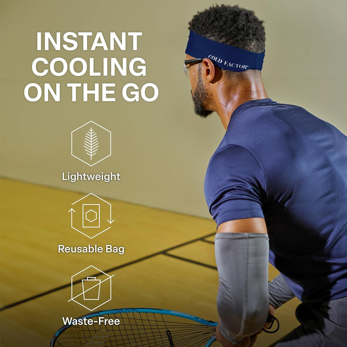 COLD FACTOR Cooling Headband for Women and Men – UPF 50+ Advanced Evaporative Comfort, Instant Cooling Sweatband for Outdoor Sports, Fitness, Yoga, Hiking, Running, and Workout