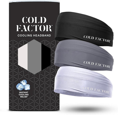 COLD FACTOR Cooling Headband for Women and Men – UPF 50+ Advanced Evaporative Comfort, Instant Cooling Sweatband for Outdoor Sports, Fitness, Yoga, Hiking, Running, and Workout