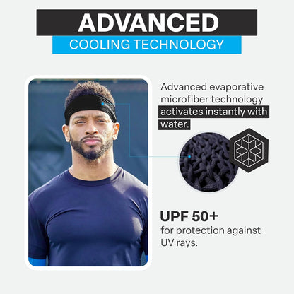 COLD FACTOR Cooling Headband for Women and Men – UPF 50+ Advanced Evaporative Comfort, Instant Cooling Sweatband for Outdoor Sports, Fitness, Yoga, Hiking, Running, and Workout