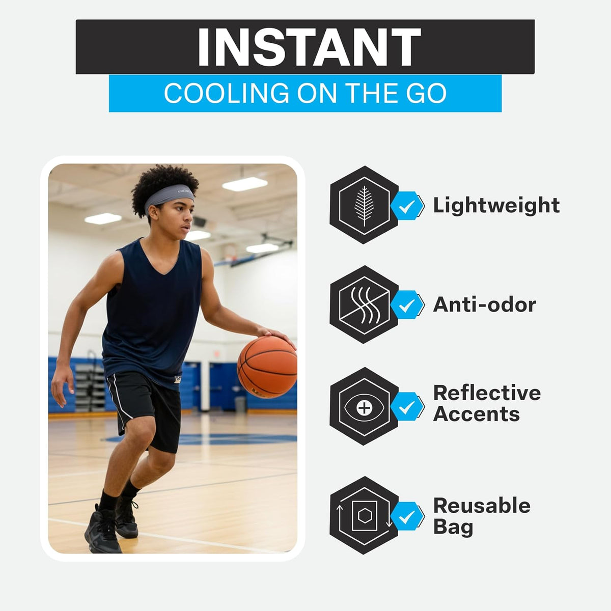 COLD FACTOR Cooling Headband for Women and Men – UPF 50+ Advanced Evaporative Comfort, Instant Cooling Sweatband for Outdoor Sports, Fitness, Yoga, Hiking, Running, and Workout