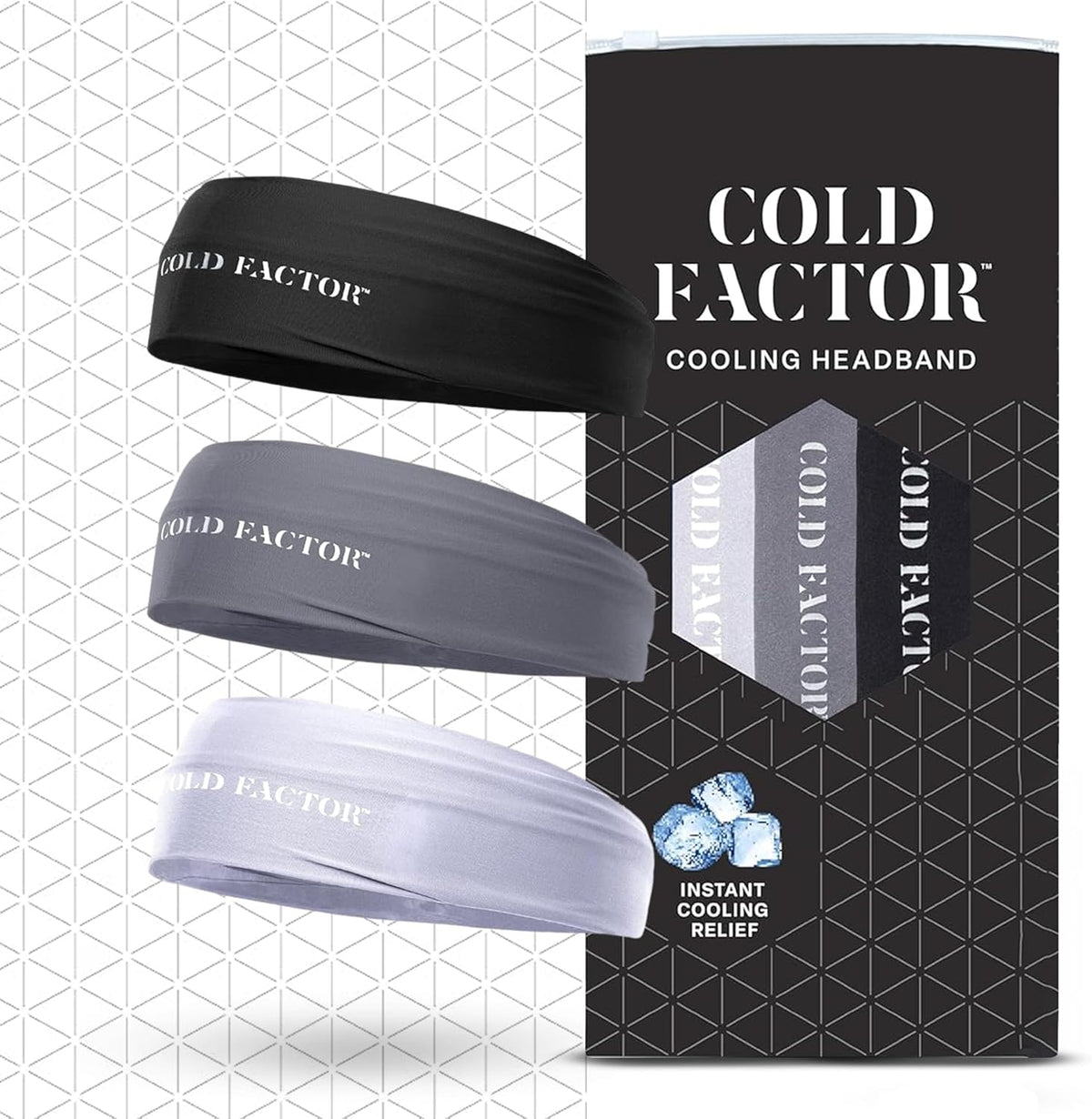COLD FACTOR Cooling Headband for Women and Men – UPF 50+ Advanced Evaporative Comfort, Instant Cooling Sweatband for Outdoor Sports, Fitness, Yoga, Hiking, Running, and Workout