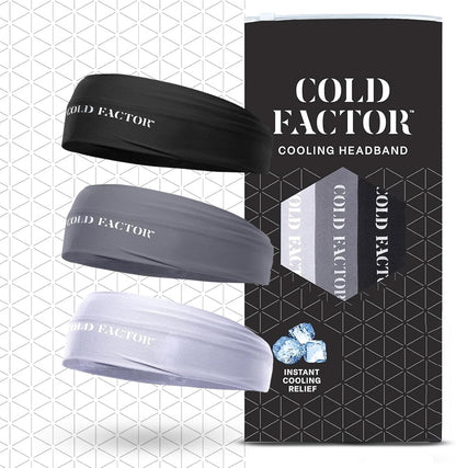 COLD FACTOR Cooling Headband for Women and Men – UPF 50+ Advanced Evaporative Comfort, Instant Cooling Sweatband for Outdoor Sports, Fitness, Yoga, Hiking, Running, and Workout