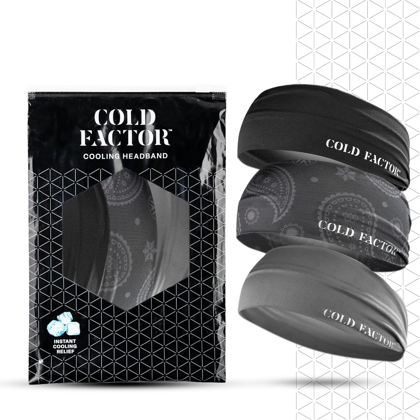 COLD FACTOR Cooling Headband for Women and Men – UPF 50+ Advanced Evaporative Comfort, Instant Cooling Sweatband for Outdoor Sports, Fitness, Yoga, Hiking, Running, and Workout