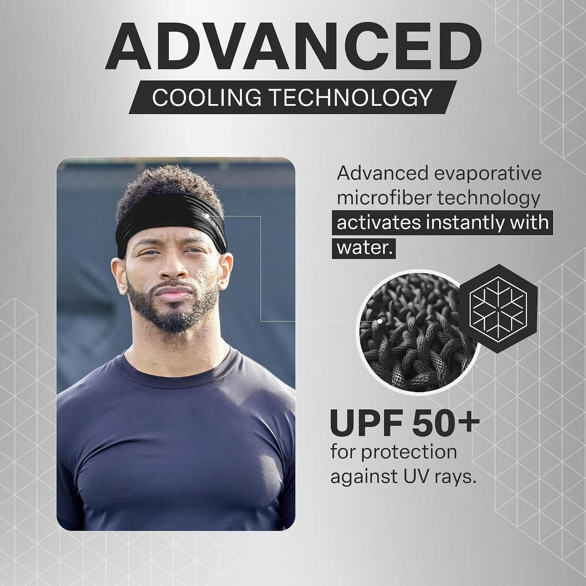 COLD FACTOR Cooling Headband for Women and Men – UPF 50+ Advanced Evaporative Comfort, Instant Cooling Sweatband for Outdoor Sports, Fitness, Yoga, Hiking, Running, and Workout