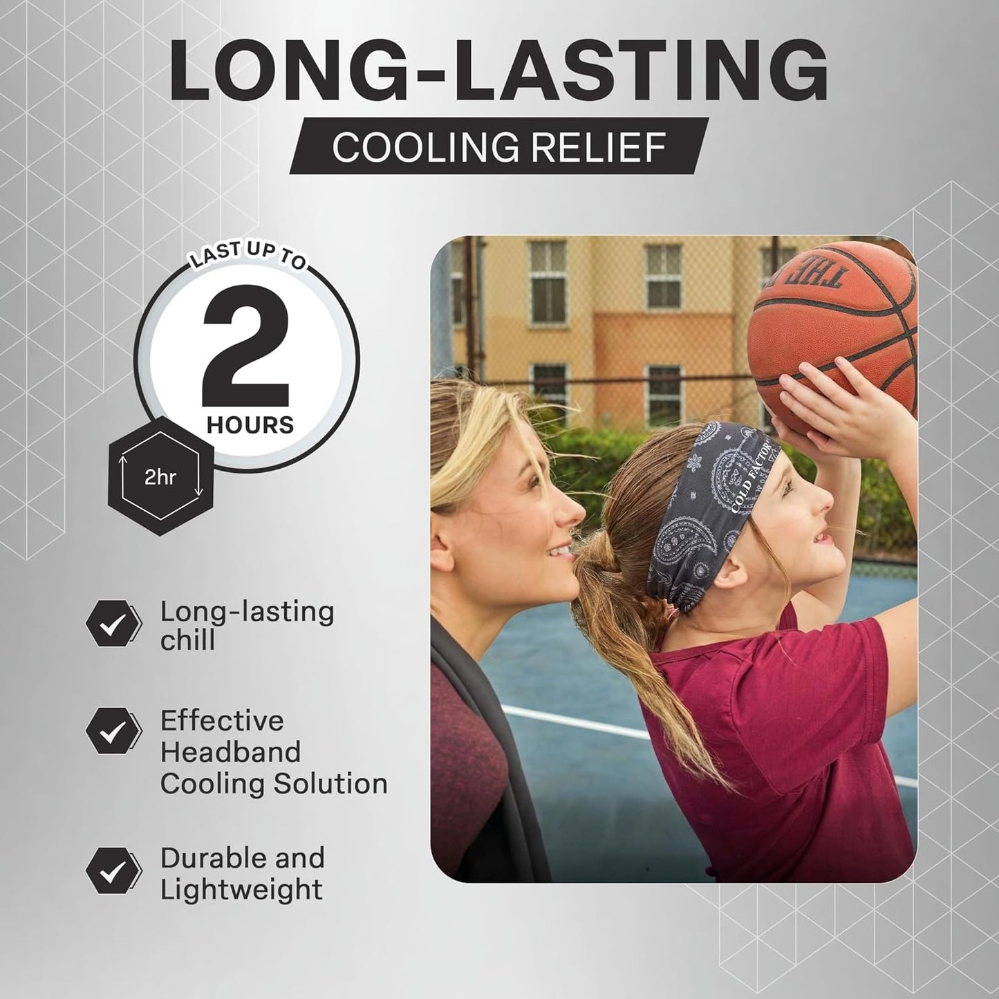 COLD FACTOR Cooling Headband for Women and Men – UPF 50+ Advanced Evaporative Comfort, Instant Cooling Sweatband for Outdoor Sports, Fitness, Yoga, Hiking, Running, and Workout