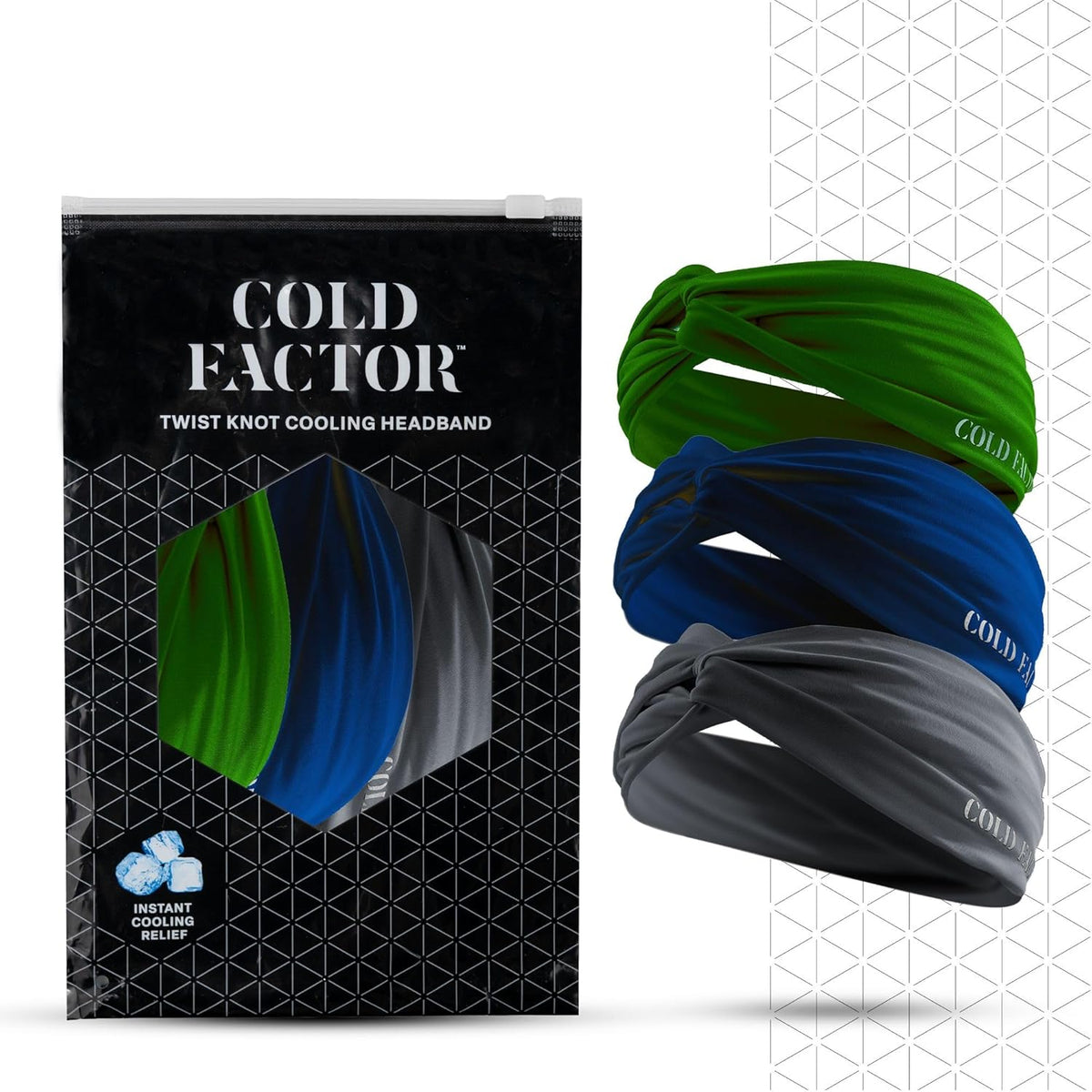 COLD FACTOR Cooling Headband for Women and Men – UPF 50+ Advanced Evaporative Comfort, Instant Cooling Sweatband for Outdoor Sports, Fitness, Yoga, Hiking, Running, and Workout