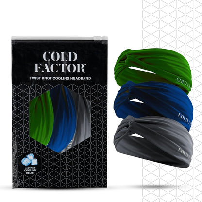 COLD FACTOR Cooling Headband for Women and Men – UPF 50+ Advanced Evaporative Comfort, Instant Cooling Sweatband for Outdoor Sports, Fitness, Yoga, Hiking, Running, and Workout