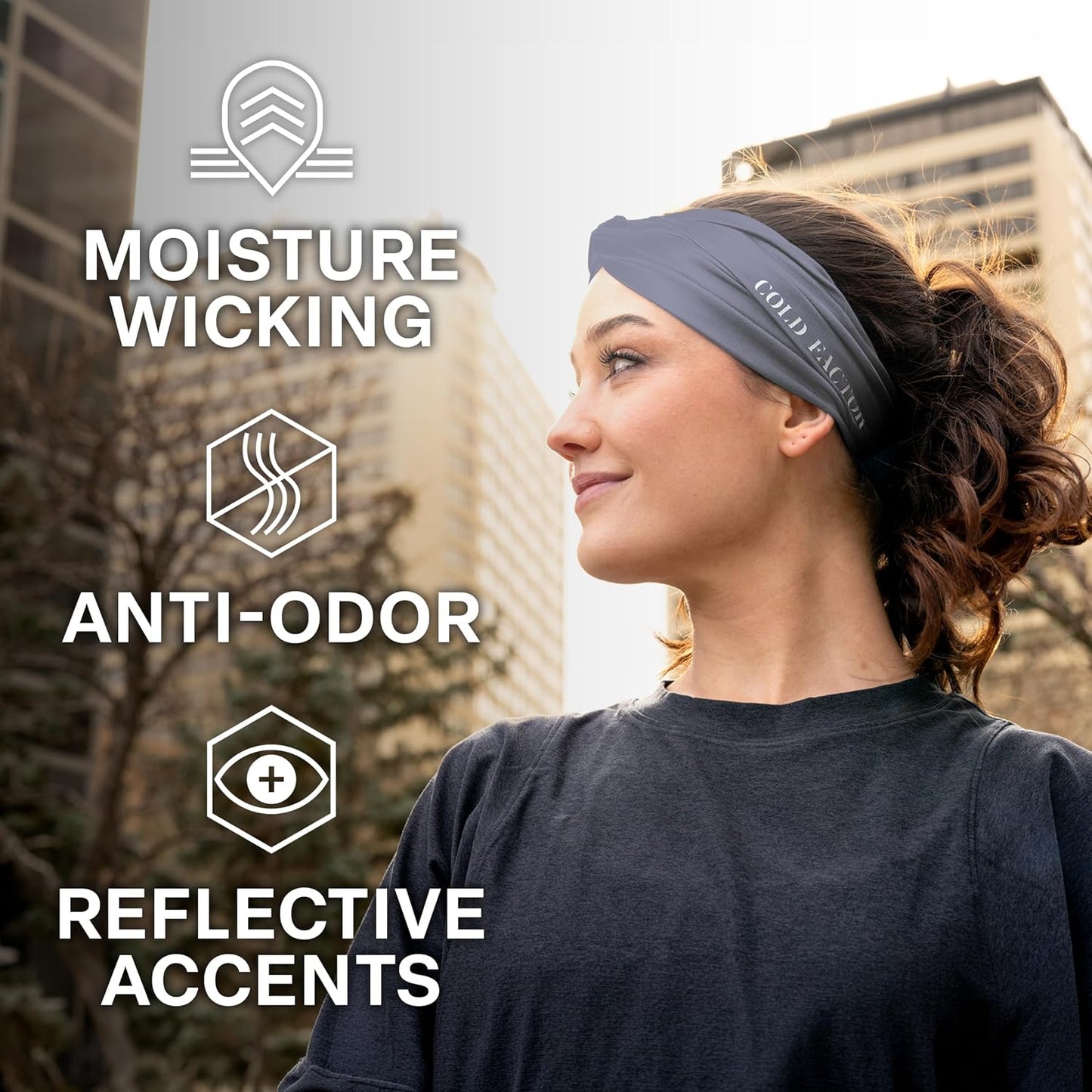 COLD FACTOR Cooling Headband for Women and Men – UPF 50+ Advanced Evaporative Comfort, Instant Cooling Sweatband for Outdoor Sports, Fitness, Yoga, Hiking, Running, and Workout