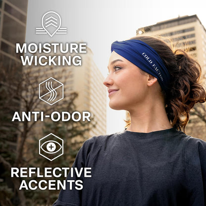 COLD FACTOR Cooling Headband for Women and Men – UPF 50+ Advanced Evaporative Comfort, Instant Cooling Sweatband for Outdoor Sports, Fitness, Yoga, Hiking, Running, and Workout