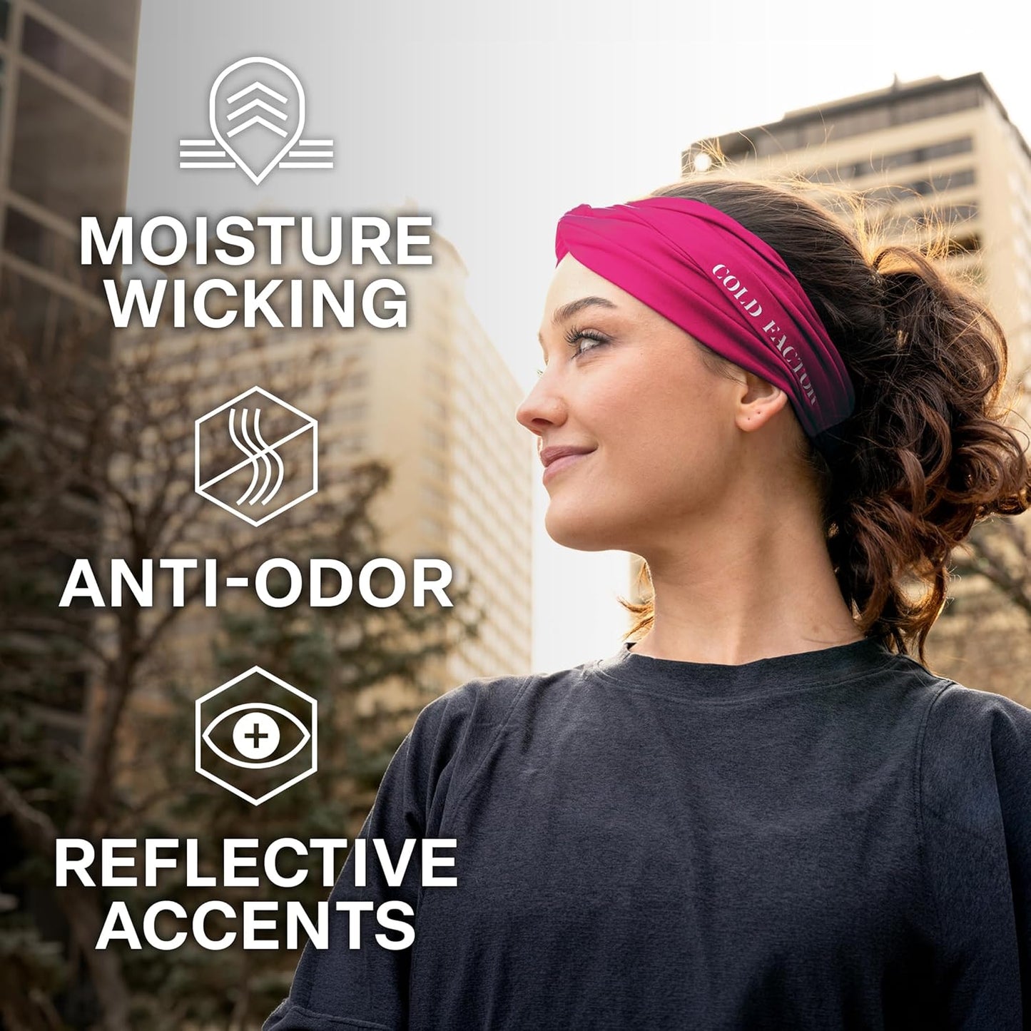 COLD FACTOR Cooling Headband for Women and Men – UPF 50+ Advanced Evaporative Comfort, Instant Cooling Sweatband for Outdoor Sports, Fitness, Yoga, Hiking, Running, and Workout