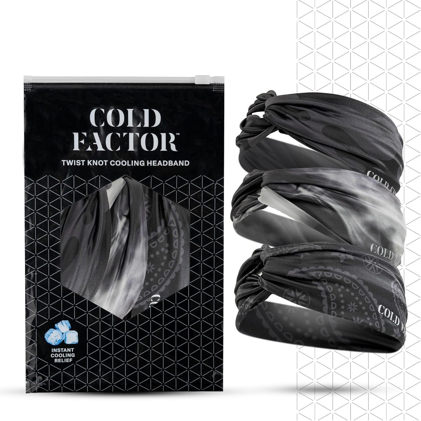 COLD FACTOR Cooling Headband for Women and Men – UPF 50+ Advanced Evaporative Comfort, Instant Cooling Sweatband for Outdoor Sports, Fitness, Yoga, Hiking, Running, and Workout