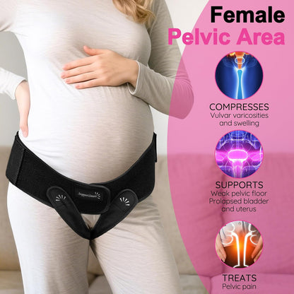 V3 Smart Maternity Belt 4 in 1 - Adjustable Pregnancy, Pelvic, Hip & Vulva Support Belt, Comfortable Belly Band for Prenatal & Postpartum Relief, Soft & Breathable Fabric - Black