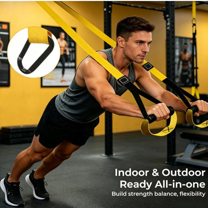 Home Suspension Straps Training Kit | Adjustable Extension Door Anchor, Carry Bag and 2pcs Bands-Strength Training Equipment for Full Body Bodyweight Workouts