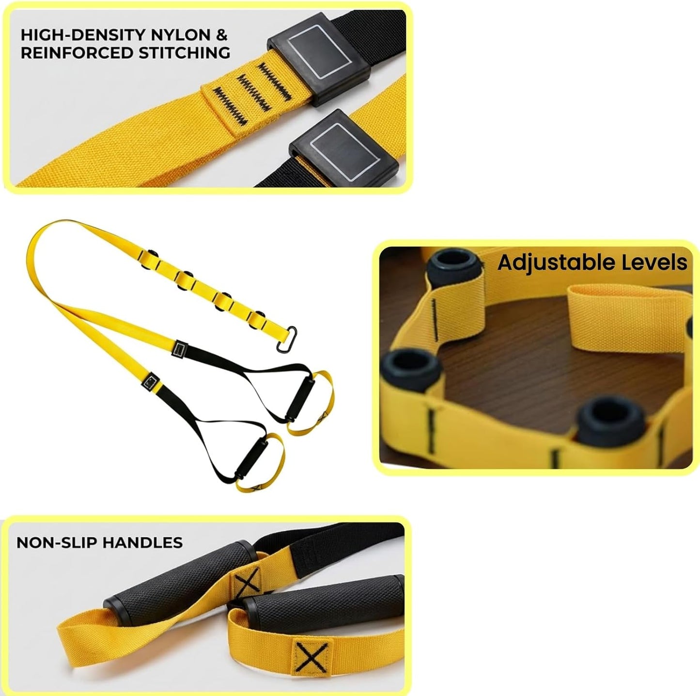Home Suspension Straps Training Kit | Adjustable Extension Door Anchor, Carry Bag and 2pcs Bands-Strength Training Equipment for Full Body Bodyweight Workouts