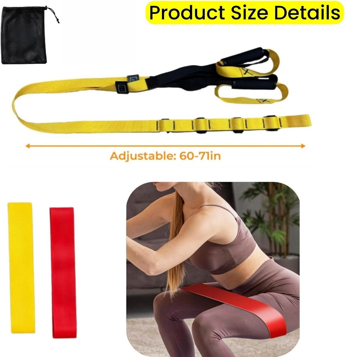 Home Suspension Straps Training Kit | Adjustable Extension Door Anchor, Carry Bag and 2pcs Bands-Strength Training Equipment for Full Body Bodyweight Workouts
