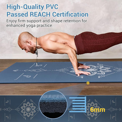 Folding Yoga Mat, Eco-Friendly PVC Travel Yoga Mat Packable, Double Sided Non-Slip Printed Yoga Mats with Bag for Home Workout Gym Exercise Fitness Pilates Stretching (72" x 24" x 1/5" Thick)
