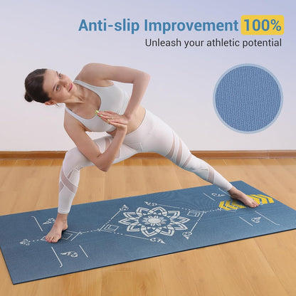 Folding Yoga Mat, Eco-Friendly PVC Travel Yoga Mat Packable, Double Sided Non-Slip Printed Yoga Mats with Bag for Home Workout Gym Exercise Fitness Pilates Stretching (72" x 24" x 1/5" Thick)