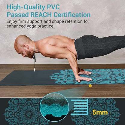 Folding Yoga Mat, Eco-Friendly PVC Travel Yoga Mat Packable, Double Sided Non-Slip Printed Yoga Mats with Bag for Home Workout Gym Exercise Fitness Pilates Stretching (72" x 24" x 1/5" Thick)