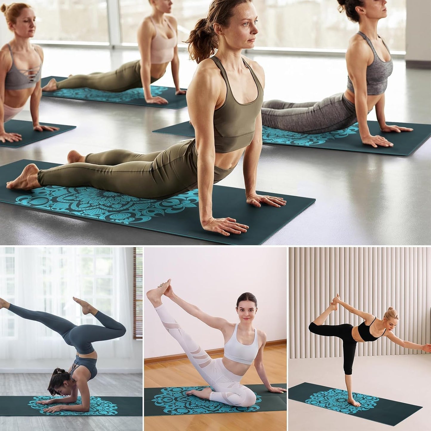 Folding Yoga Mat, Eco-Friendly PVC Travel Yoga Mat Packable, Double Sided Non-Slip Printed Yoga Mats with Bag for Home Workout Gym Exercise Fitness Pilates Stretching (72" x 24" x 1/5" Thick)