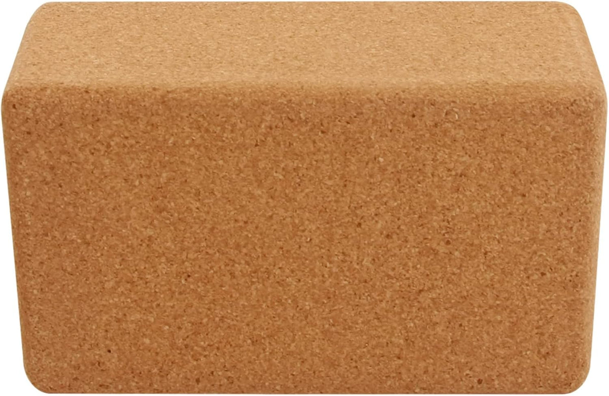 Cork Yoga Block - Naturally Grippy Texture, Durable, Made from Renewable Cork, Rounded Edges for Comfort, Great for Sweaty Hands BL-CORK