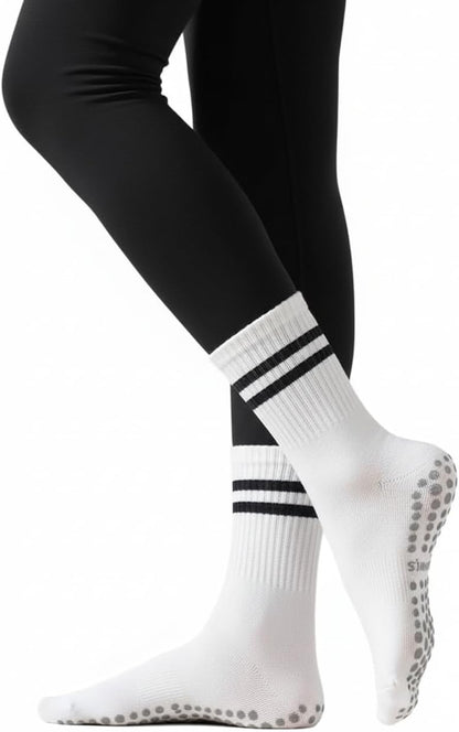 Womens Pilates Socks with Grips Non Slip Yoga Socks Barre Gym Athletic Grippy Socks for Women