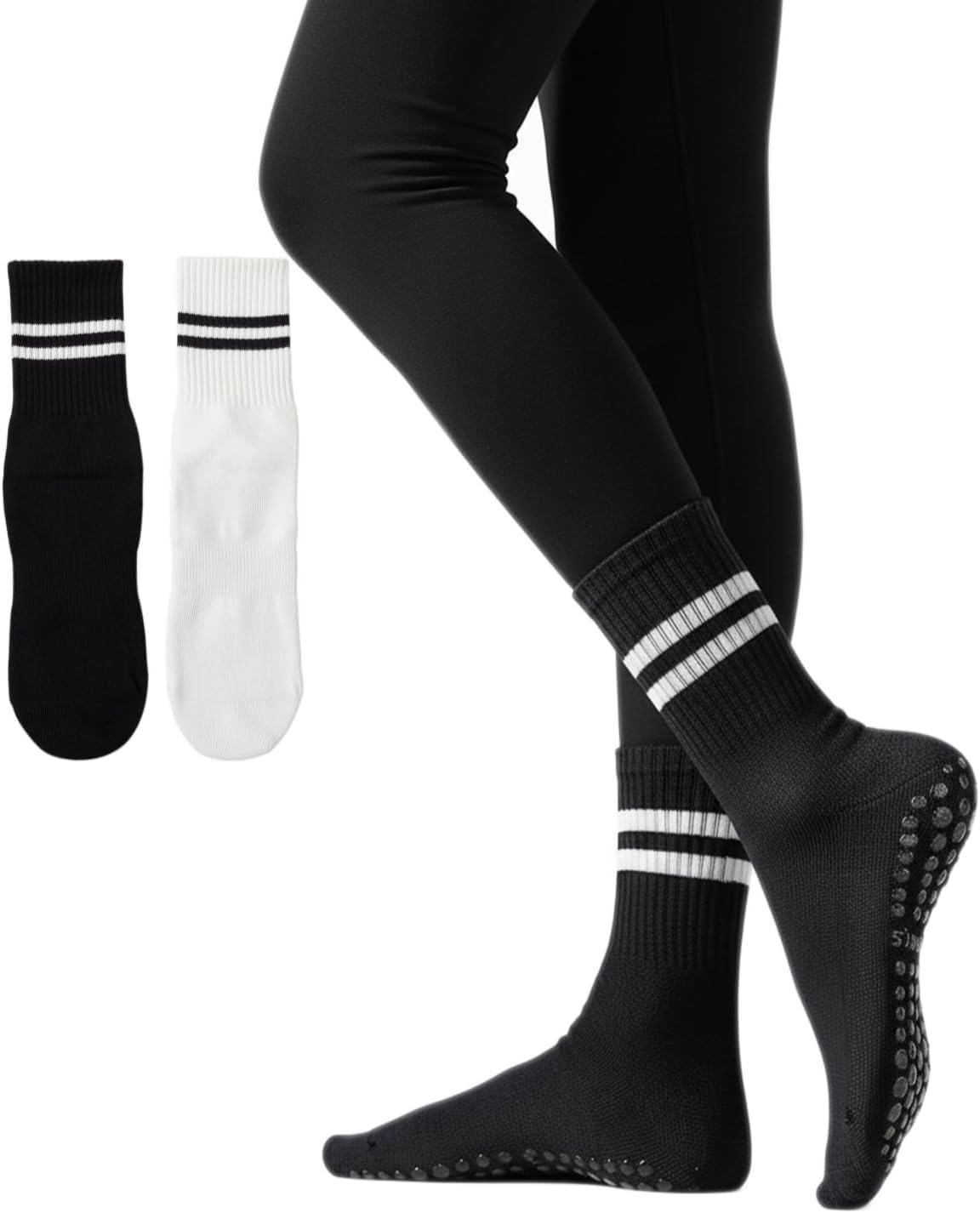 Womens Pilates Socks with Grips Non Slip Yoga Socks Barre Gym Athletic Grippy Socks for Women