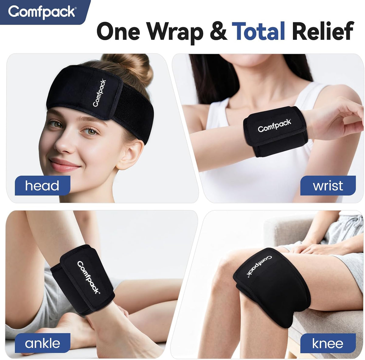 Neck Ice Pack Wrap, Flexible Gel Ice Pack for Neck, Wrists, Head