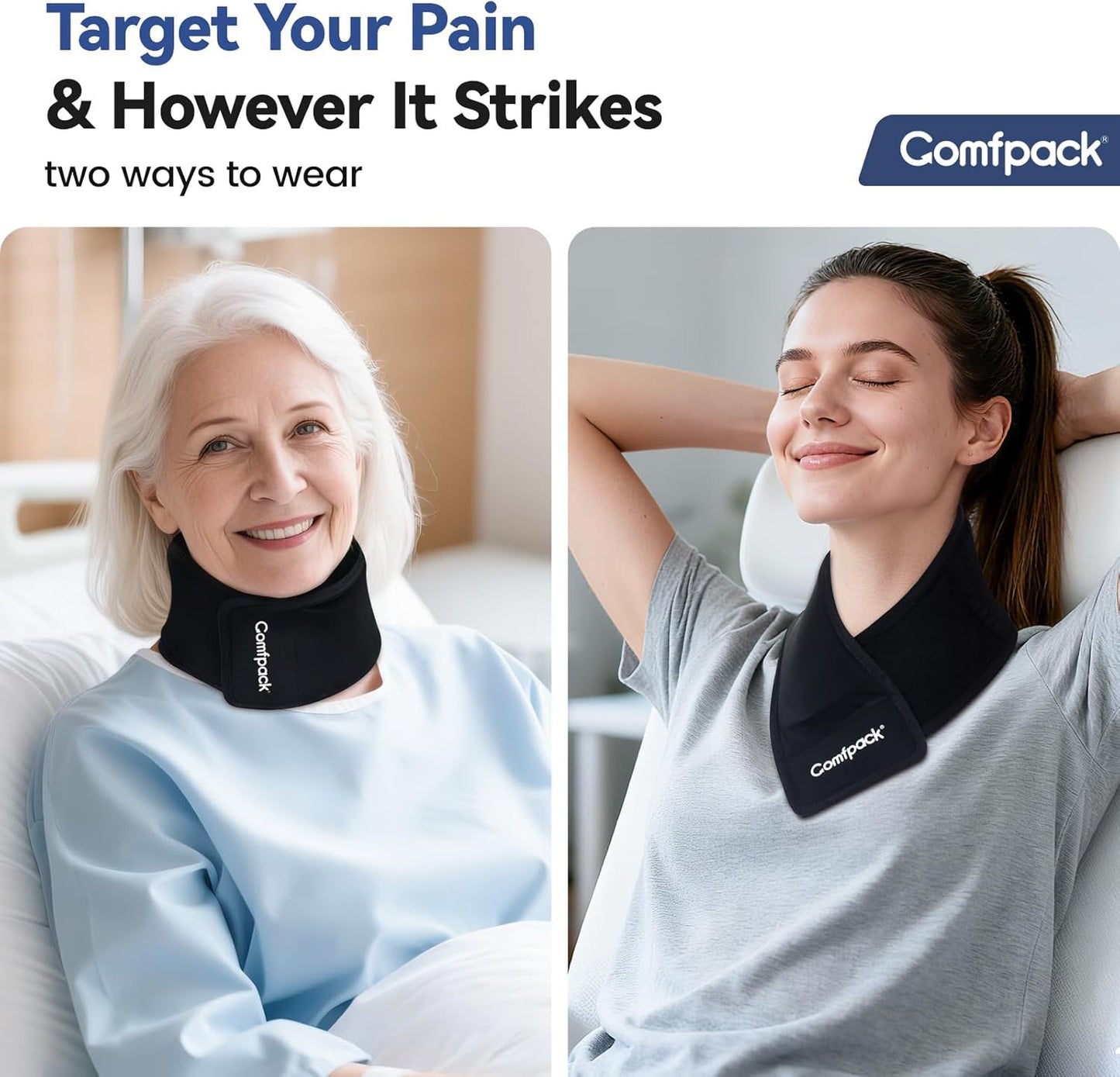 Neck Ice Pack Wrap, Flexible Gel Ice Pack for Neck, Wrists, Head