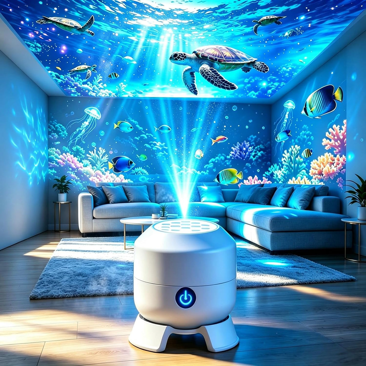 Dynamic 360° Rotating Ocean Wave Projecto,Led Starry Ocean Projector,Aquarium Projector for Bedroom,Plug & Play USB Dimmable Mood Light for Bedroom Meditation, Adults Home Theater Relaxation，Christmas